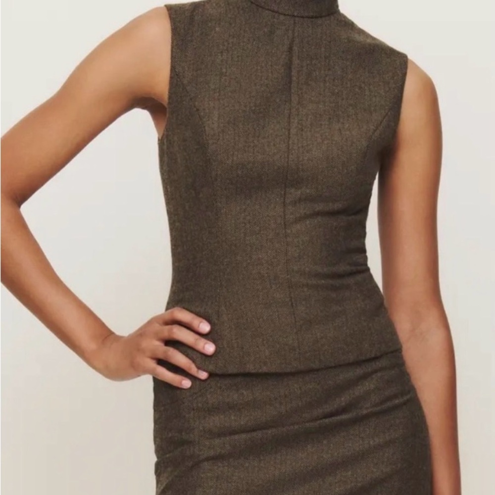 Reformation x Kacey Musgraves Sutton Mock Neck Sleeveless Wool Blend Top